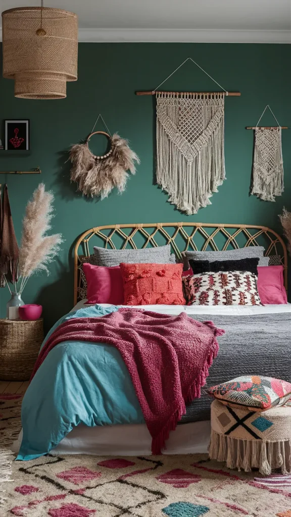 bedroom ideas colorful boho chic