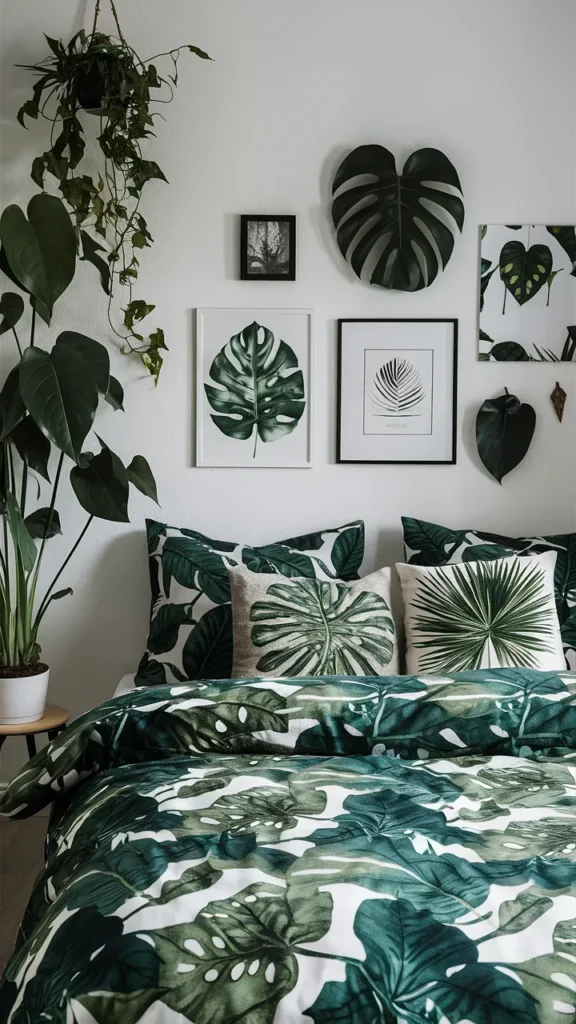 bedroom ideas green leaves