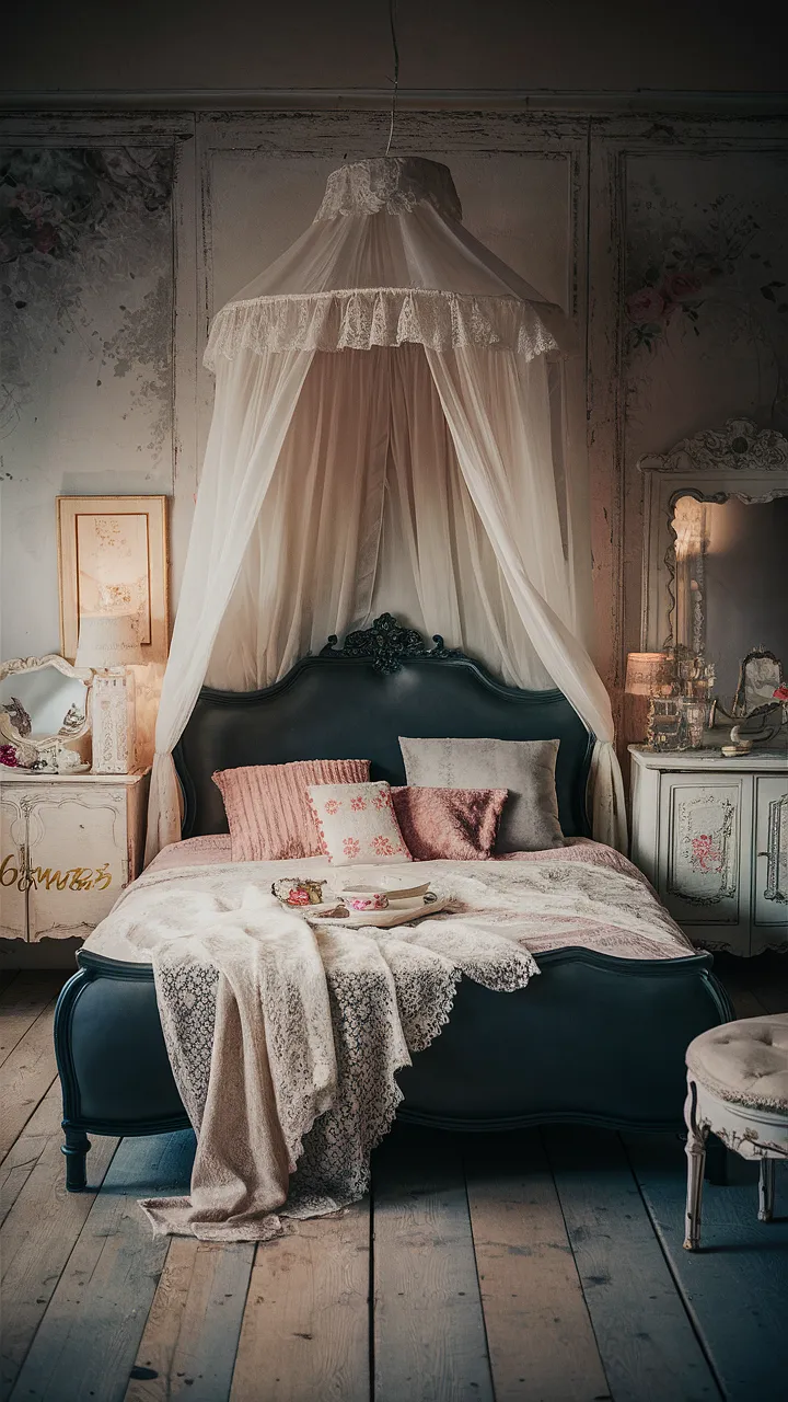 bedroom ideas grey bed romantic vintage