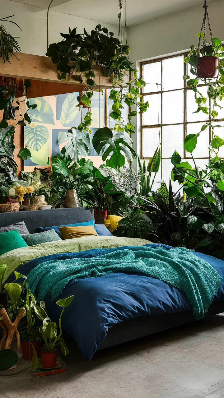 bedroom ideas grey bed urban jungle