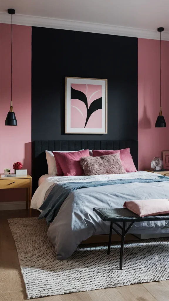 Chic Pink & Black Bedroom Ideas 🖤🌸