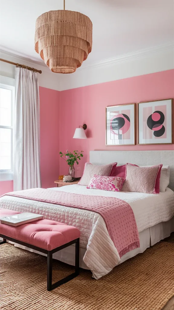 bedroom ideas pink and white