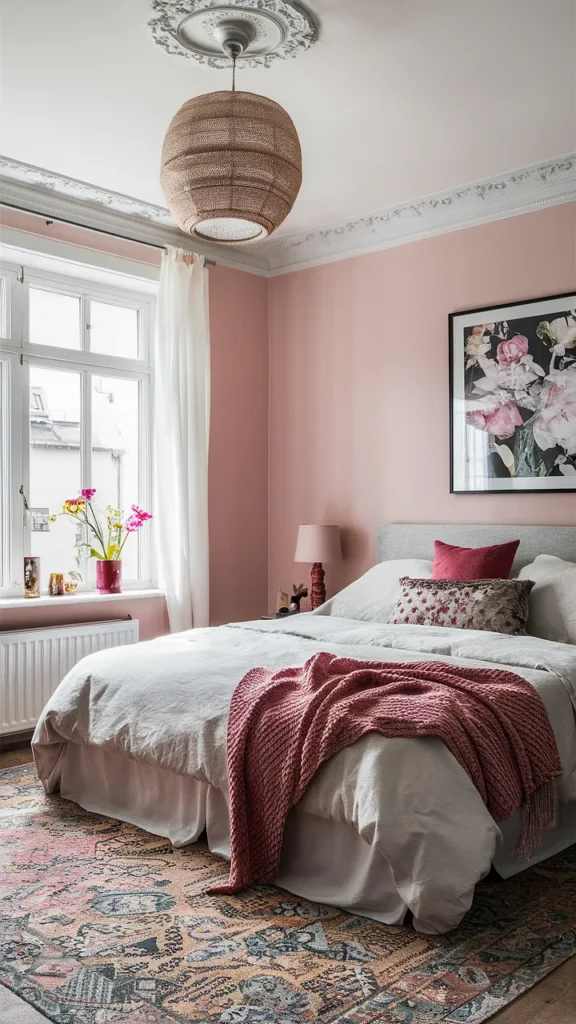 bedroom ideas pink and white
