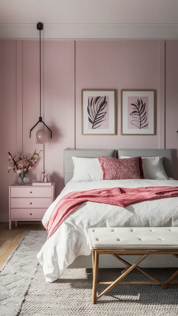 bedroom ideas pink and white