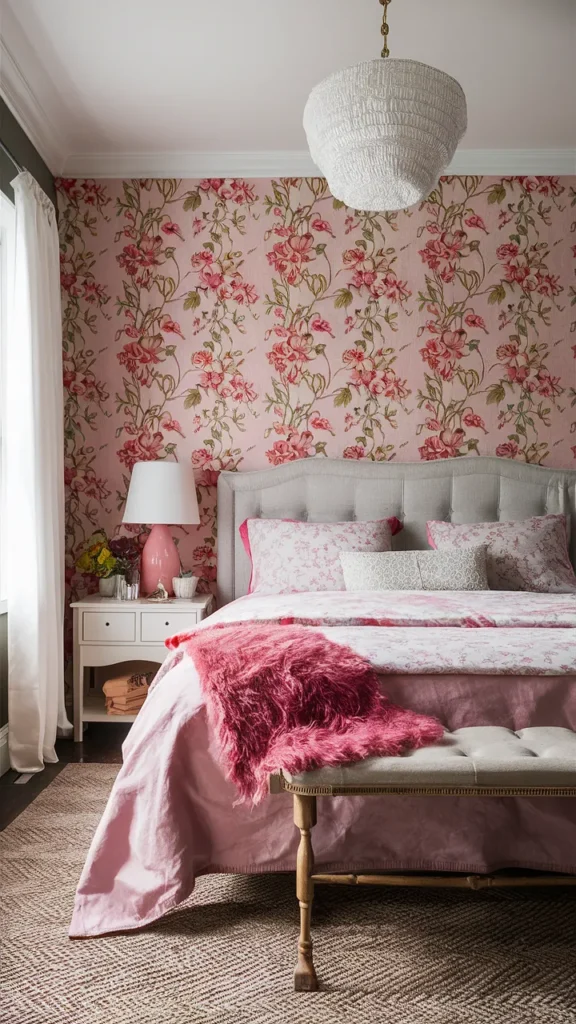 Charming Pink Floral Bedroom Inspiration 🌸