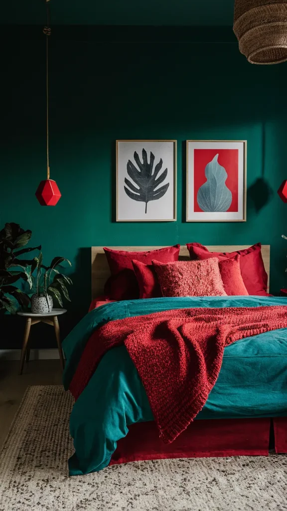 bedroom ideas red green