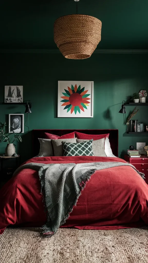 bedroom ideas red green