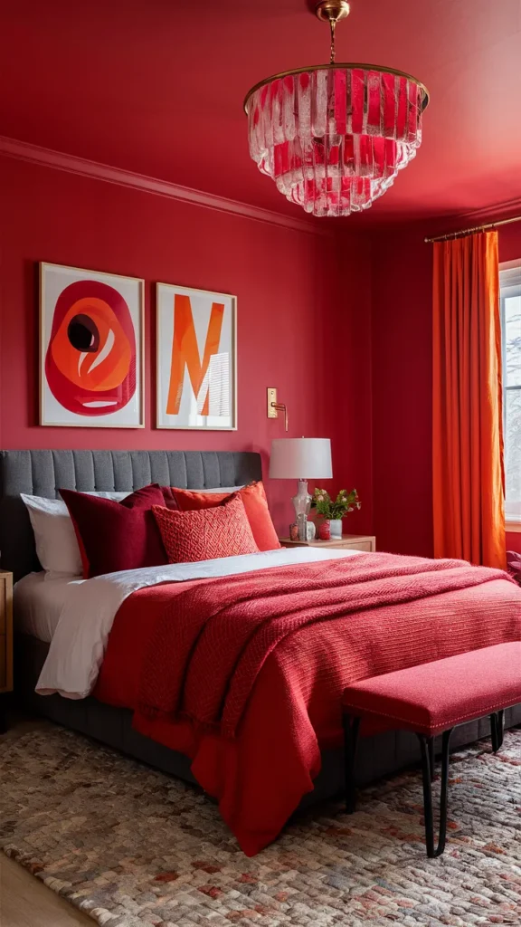 Vibrant Red & Orange Bedroom Ideas 🔴🧡
