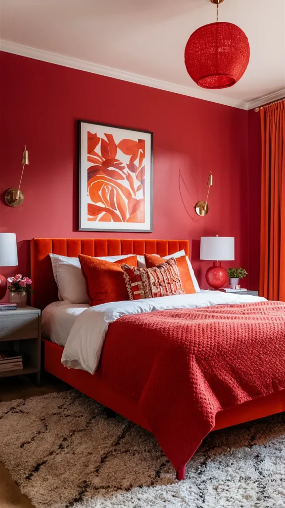 Vibrant Red & Orange Bedroom Ideas
