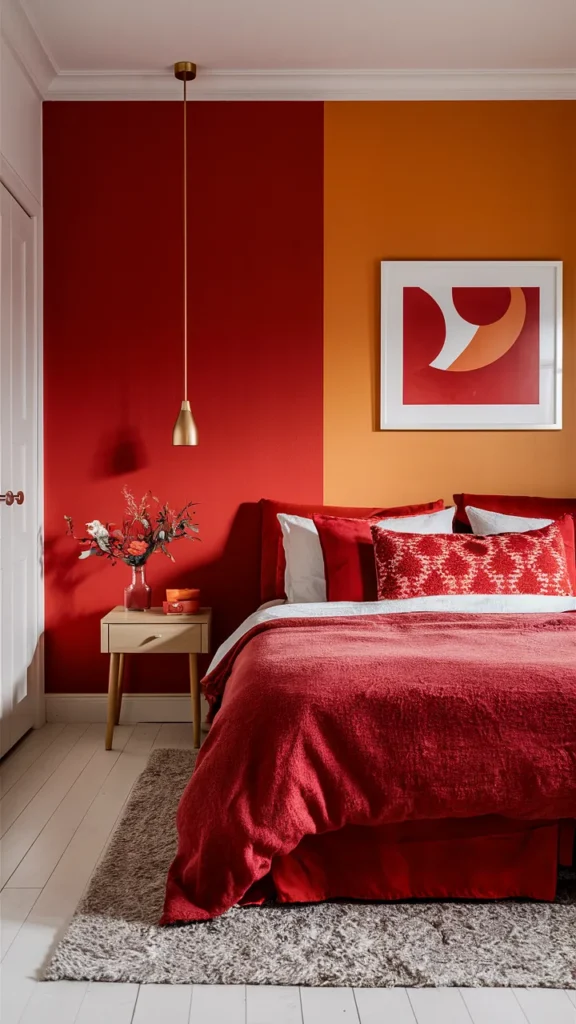 Vibrant Red & Orange Bedroom Ideas