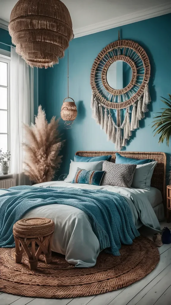 boho beach bedroom ideas blue