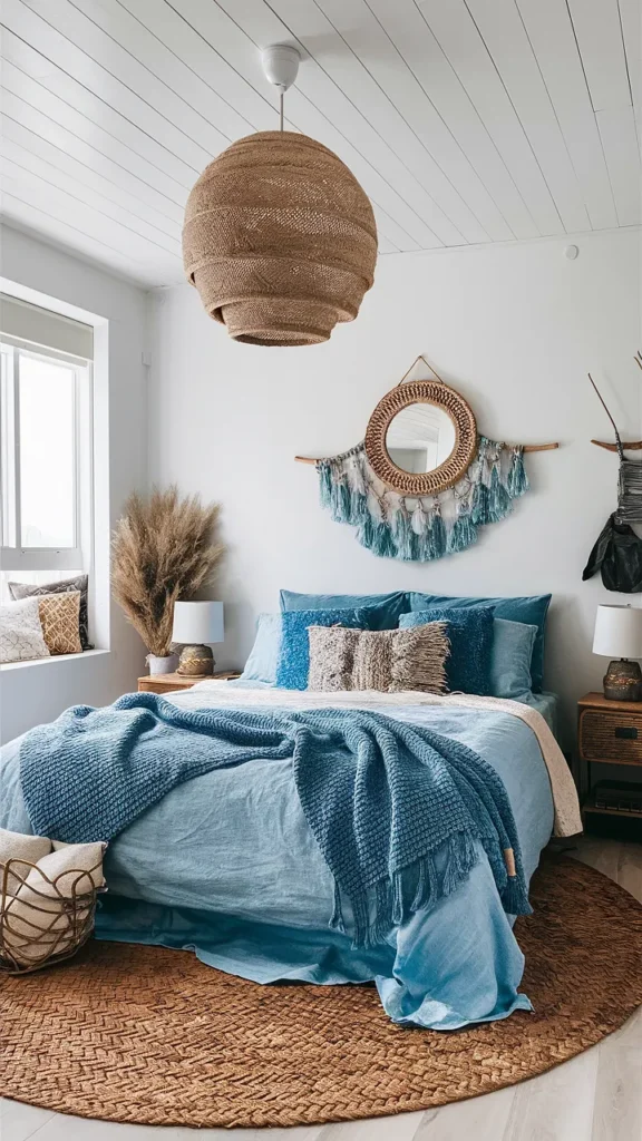 boho beach bedroom ideas blue