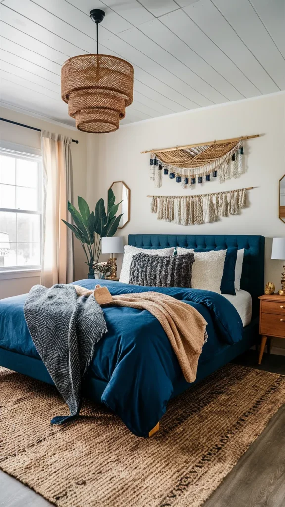 navy blue boho bedroom ideas