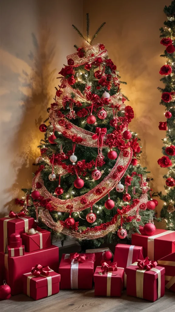 5ft christmas tree red and gold decor ideas