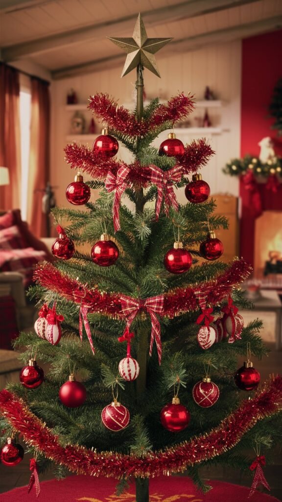 vintage christmas tree ideas red