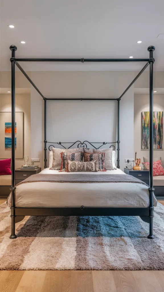bedroom ideas black iron bed