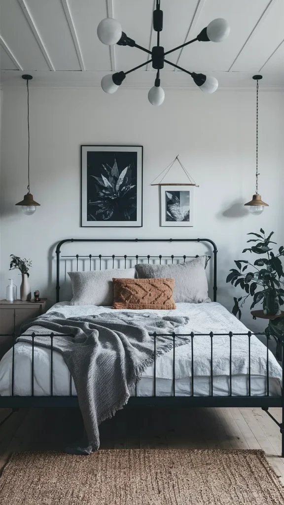 bedroom ideas black iron bed