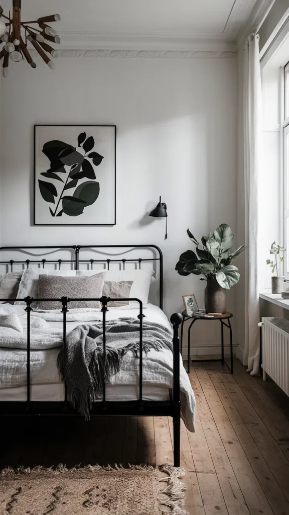 bedroom ideas black iron bed
