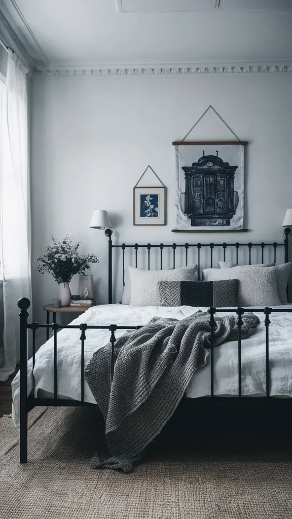 bedroom ideas black iron bed