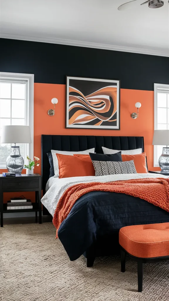 bedroom ideas black orange