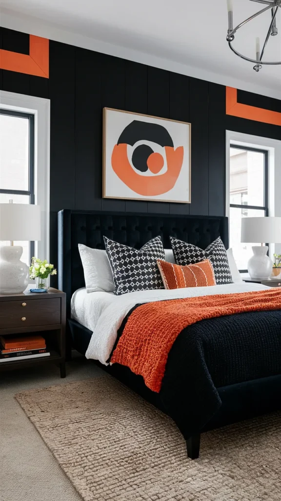 bedroom ideas black orange