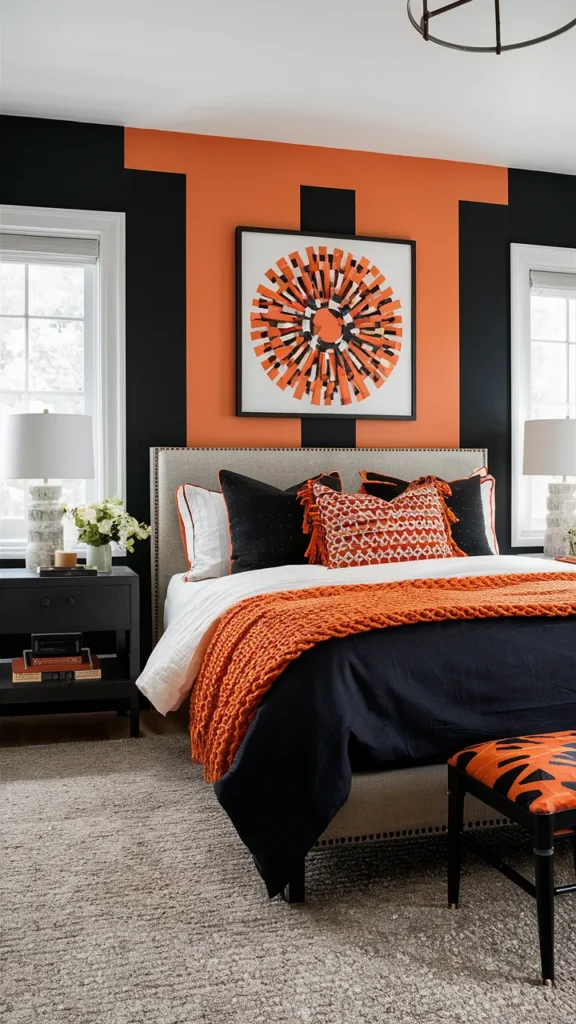 bedroom ideas black orange