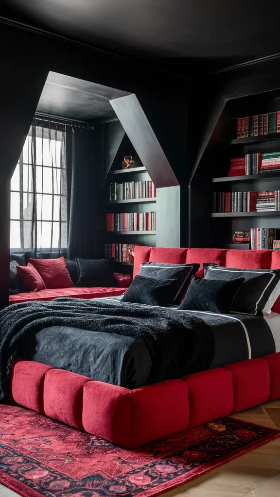bedroom ideas black red