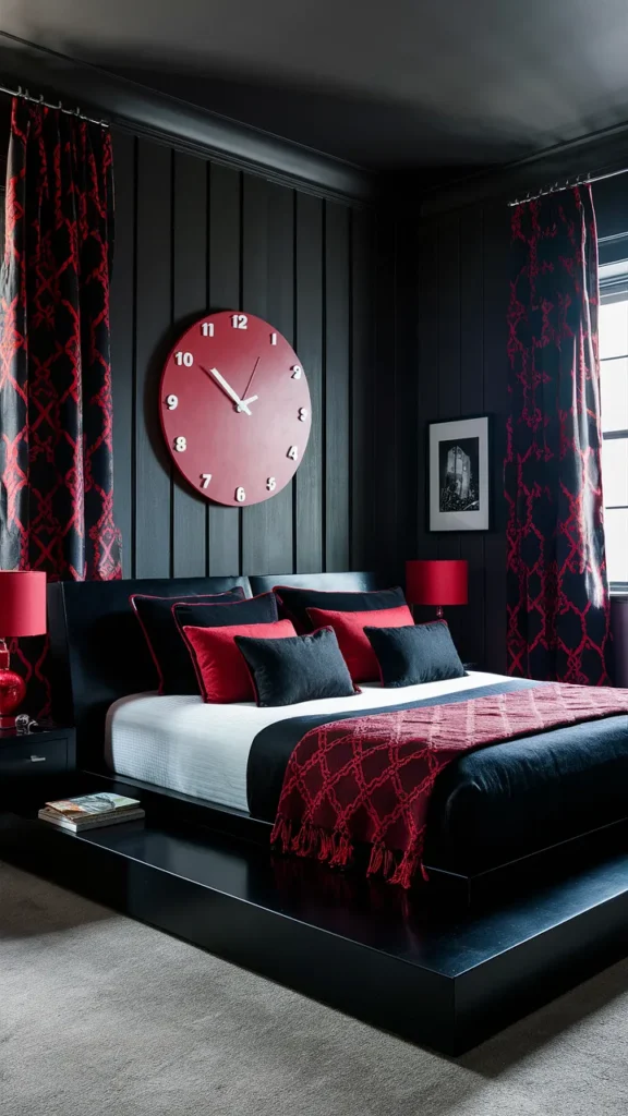 bedroom ideas black red