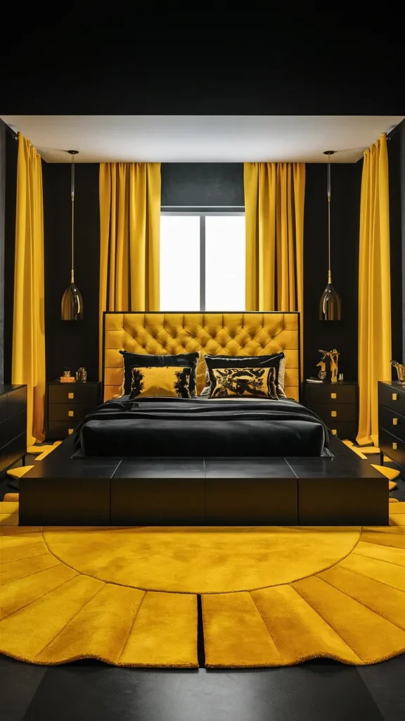 bedroom ideas black yellow