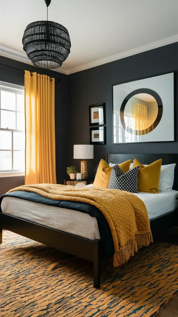 bedroom ideas black yellow