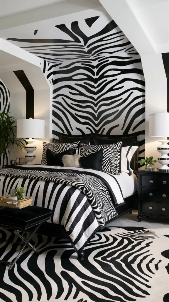 black and white zebra bedroom ideas