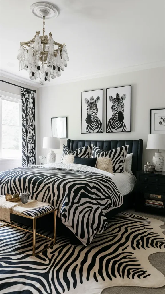 black and white zebra bedroom ideas