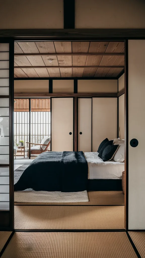 black japanese bedroom ideas