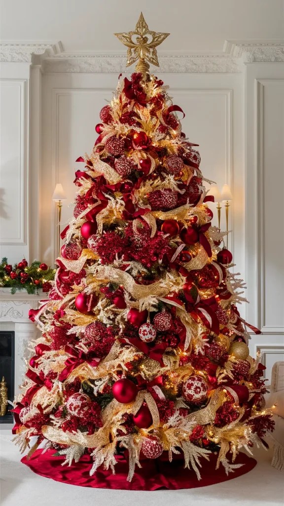 christmas tree ideas in red and gold