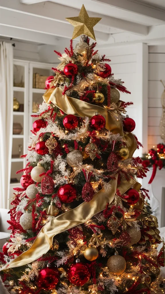 christmas tree ideas in red and gold