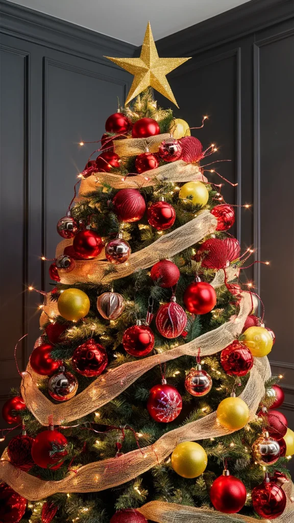 christmas tree ideas red and yellow