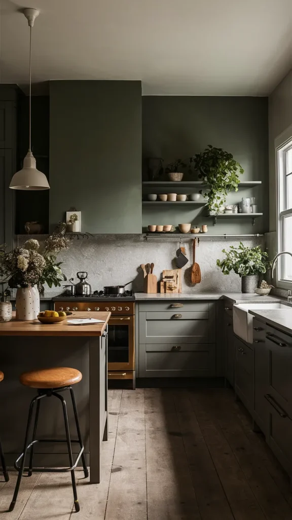 earthy gray and green kitchen ideas