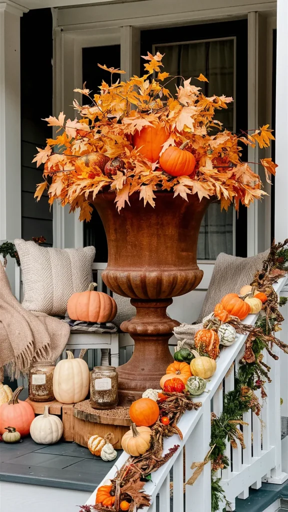 front porch fall urn ideas