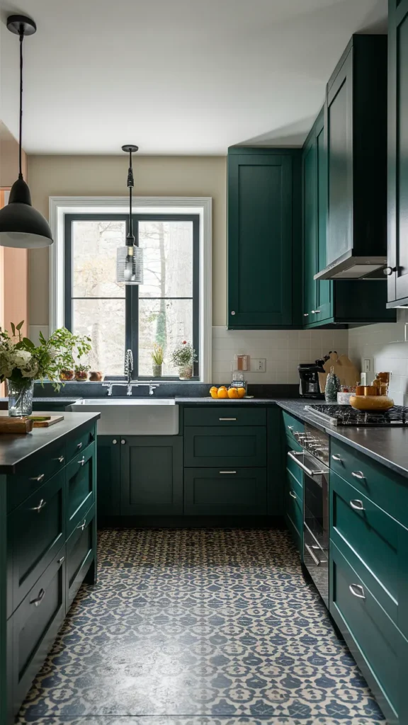 kitchen ideas green dark