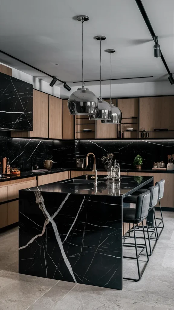 kitchen island ideas marble black