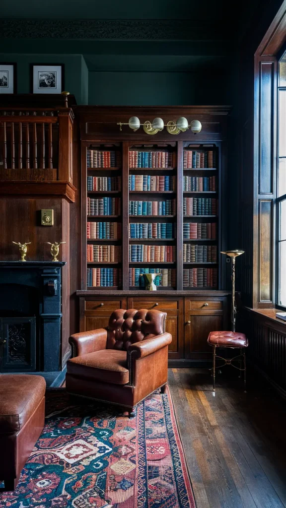 living room inspiration dark academia
