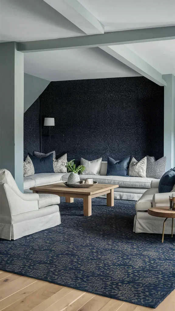 living room inspiration dark rug