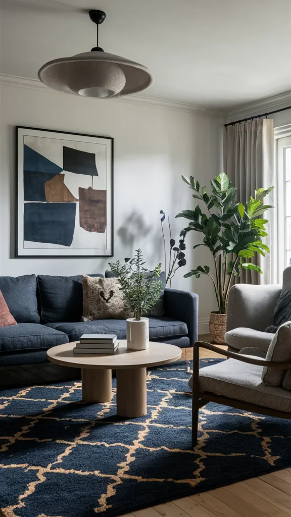 living room inspiration dark rug