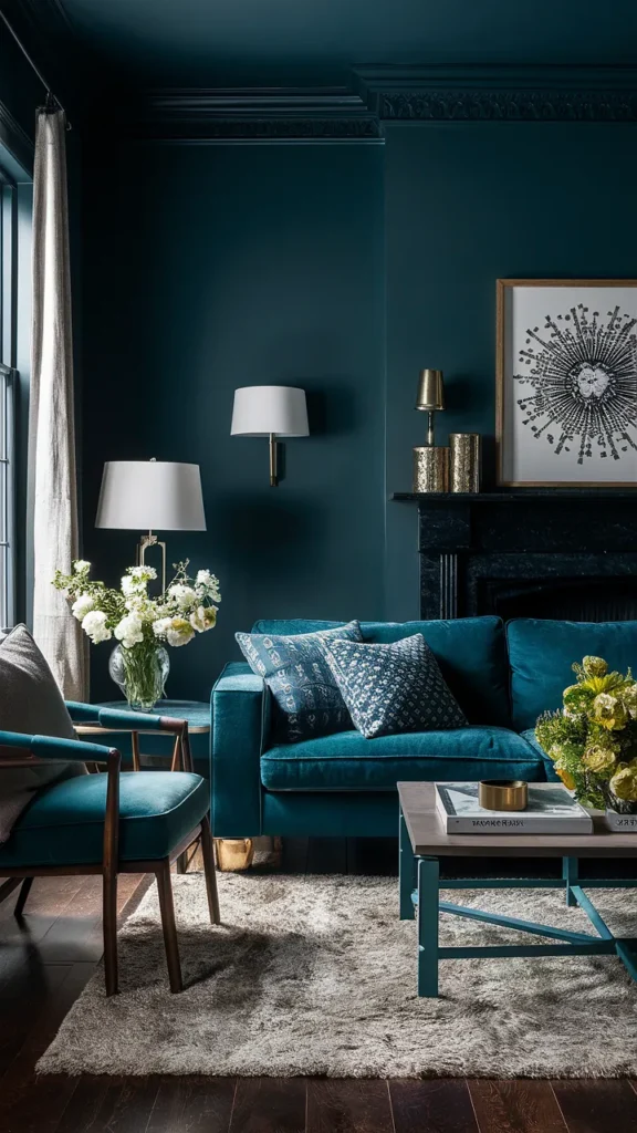 living room inspiration dark teal