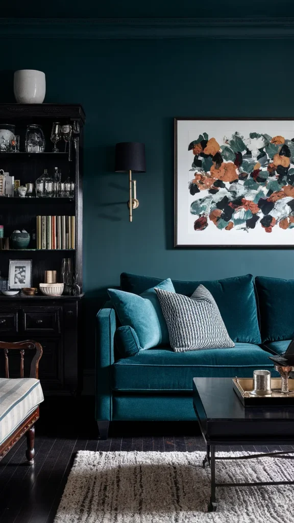 living room inspiration dark teal