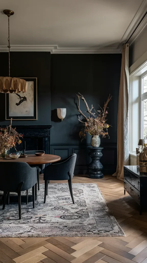 living room inspiration dark walls