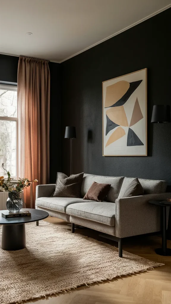 living room inspiration dark walls