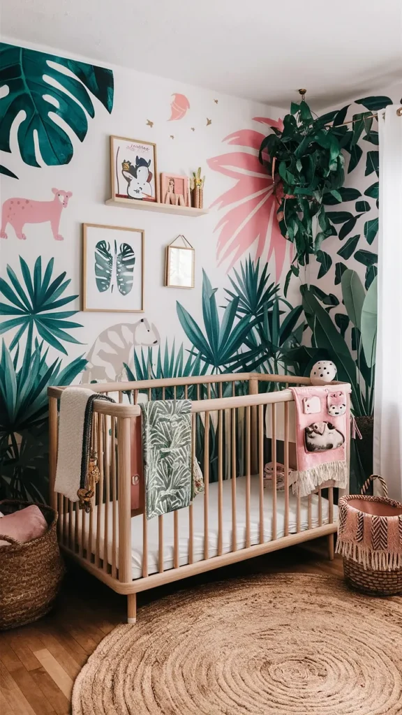 pink jungle nursery ideas