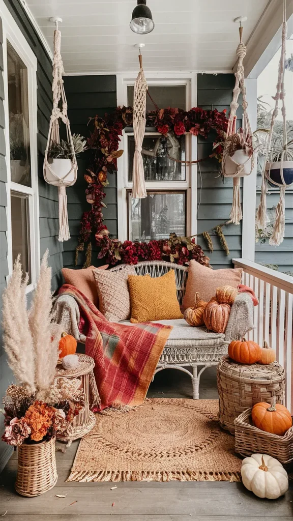 small front porch fall decor ideas bohemian