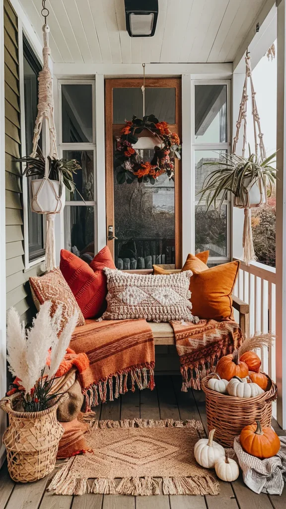 small front porch fall decor ideas bohemian